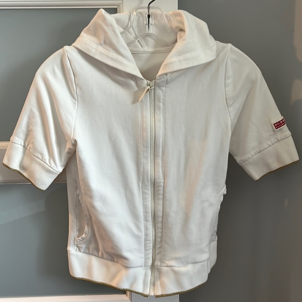 Burberry white zip down hoodie